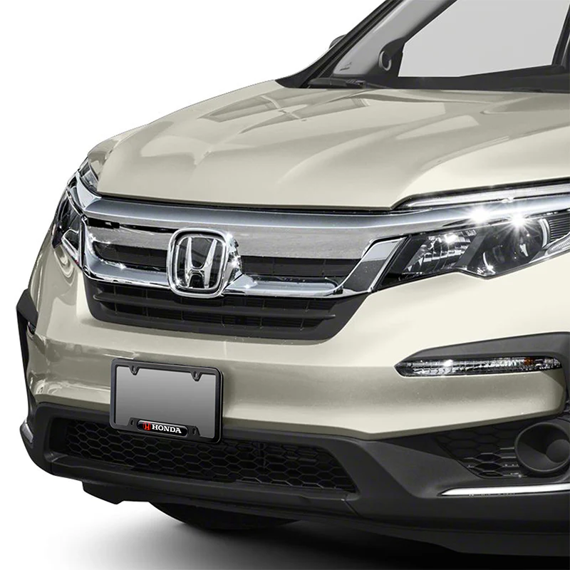 2PCS HONDA LOGO Black Metal Stainless Steel License Plate Frame NEW - Image 2