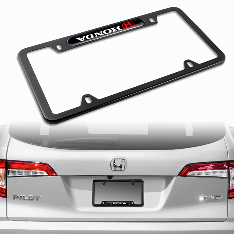 2PCS HONDA LOGO Black Metal Stainless Steel License Plate Frame NEW - Image 3