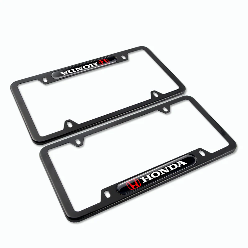 2PCS HONDA LOGO Black Metal Stainless Steel License Plate Frame NEW - Image 4
