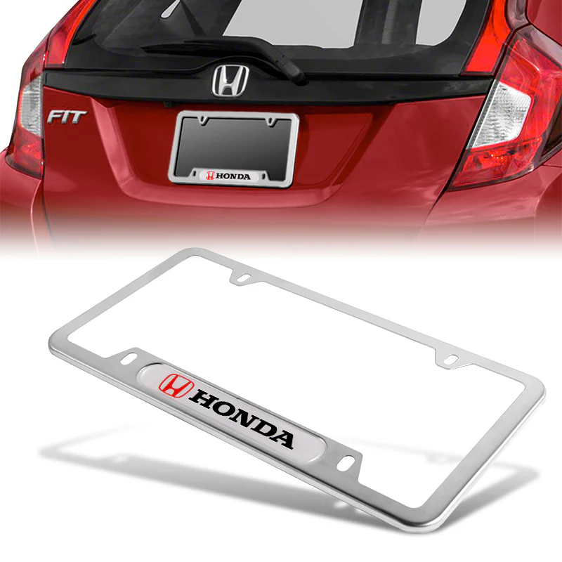 2PCS HONDA Stainless Steel License Plate LOGO Silver Metal Frame NEW - Image 2