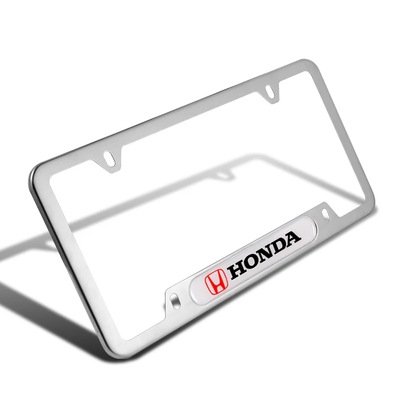 2PCS HONDA Stainless Steel License Plate LOGO Silver Metal Frame NEW - Image 3