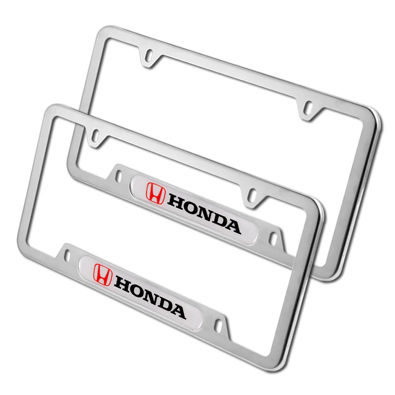 2PCS HONDA Stainless Steel License Plate LOGO Silver Metal Frame NEW - Image 4