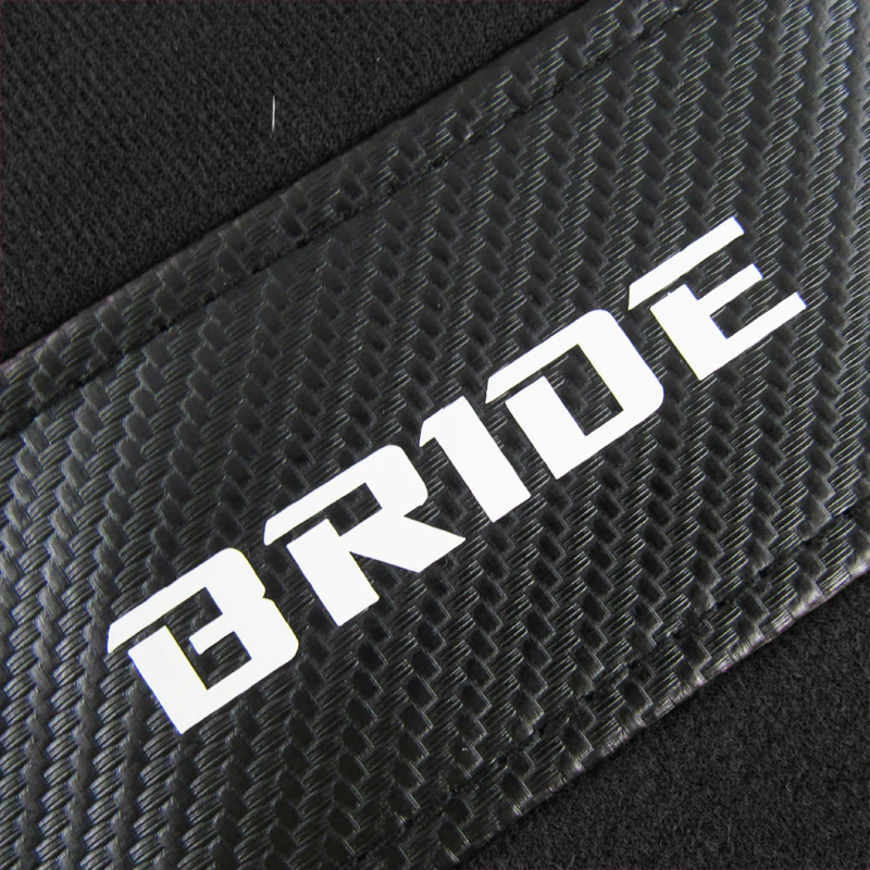 2PCS JDM BRIDE Racing Black PVC Seat Side Cover Repair Decoration Pad Carbon Look - Image 2