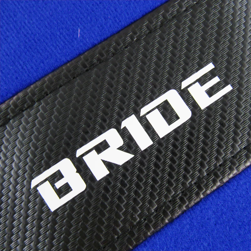 2PCS JDM BRIDE Racing Blue PVC Seat Side Cover Repair Decoration Pad Carbon Look - Image 2