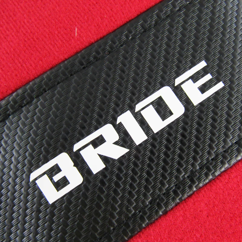 2PCS JDM BRIDE Racing Red PVC Seat Side Cover Repair Decoration Pad Carbon Look - Image 2