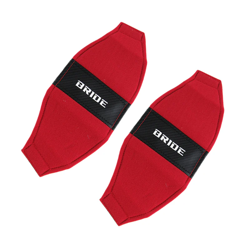 2PCS JDM BRIDE Racing Red PVC Seat Side Cover Repair Decoration Pad Carbon Look - Image 4