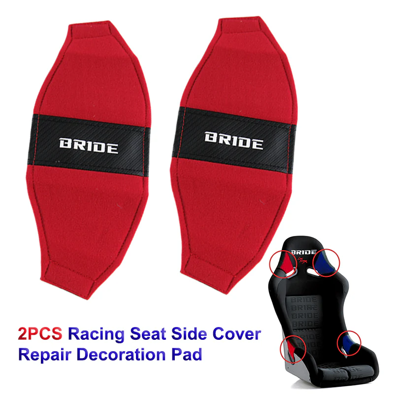 2PCS JDM BRIDE Racing Red PVC Seat Side Cover Repair Decoration Pad Carbon Look - Image 6