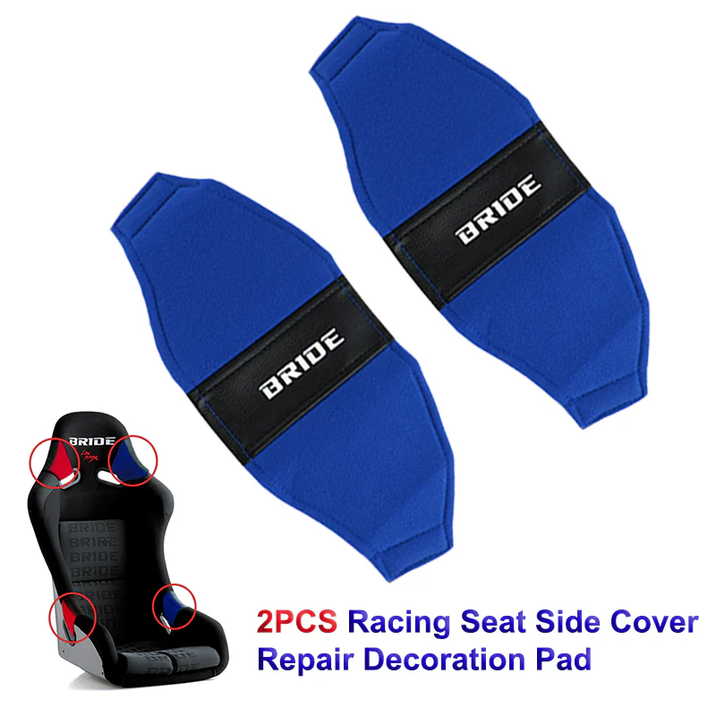 2PCS JDM BRIDE Racing Seat BLUE PVC Side Cover Repair Decoration Pad Seat Racing - Image 5