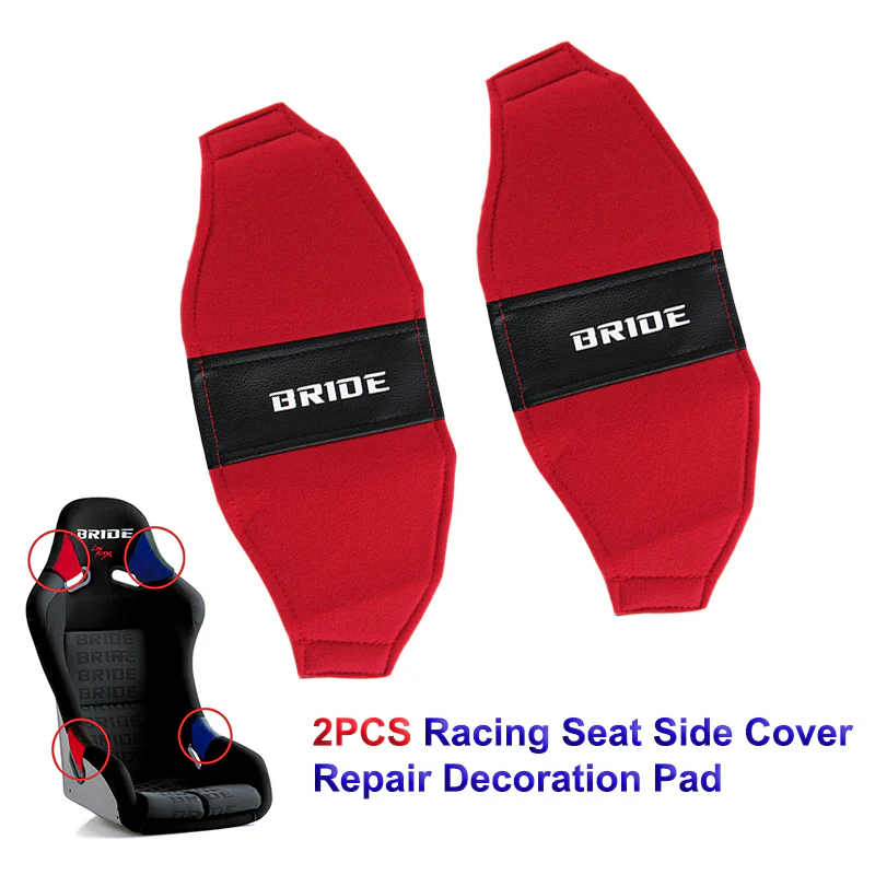 2PCS JDM BRIDE Racing Red PVC Seat Side Cover Repair Decoration Pad - Image 6