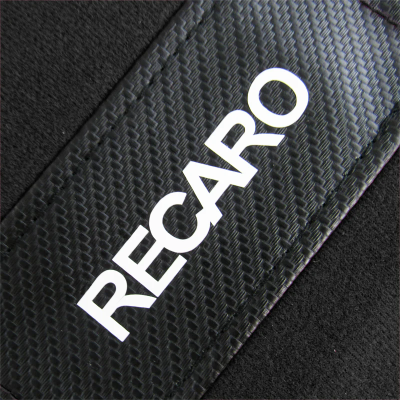 2PCS JDM RECARO Racing Black PVC Seat Side Cover Repair Decoration Pad Carbon Look - Image 2