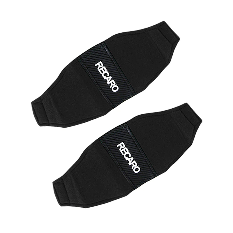 2PCS JDM RECARO Racing Black PVC Seat Side Cover Repair Decoration Pad Carbon Look - Image 4