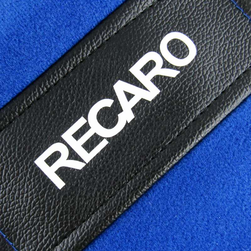 2PCS JDM RECARO Racing Blue PVC Seat Side Cover Repair Decoration Pad - Image 2