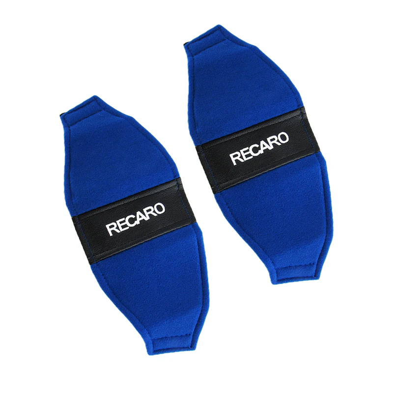 2PCS JDM RECARO Racing Blue PVC Seat Side Cover Repair Decoration Pad - Image 5