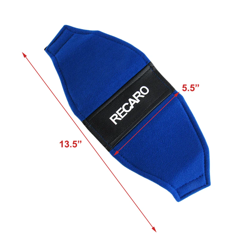 2PCS JDM RECARO Racing Blue PVC Seat Side Cover Repair Decoration Pad - Image 7