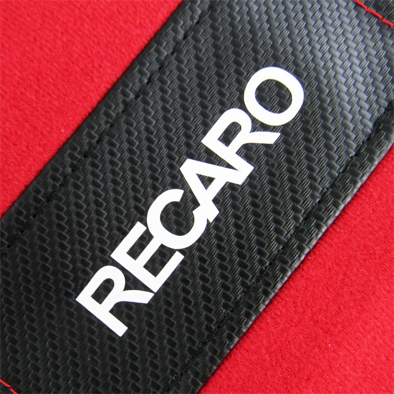 2PCS JDM RECARO Racing Red PVC Seat Side Cover Repair Decoration Pad Carbon Look - Image 2