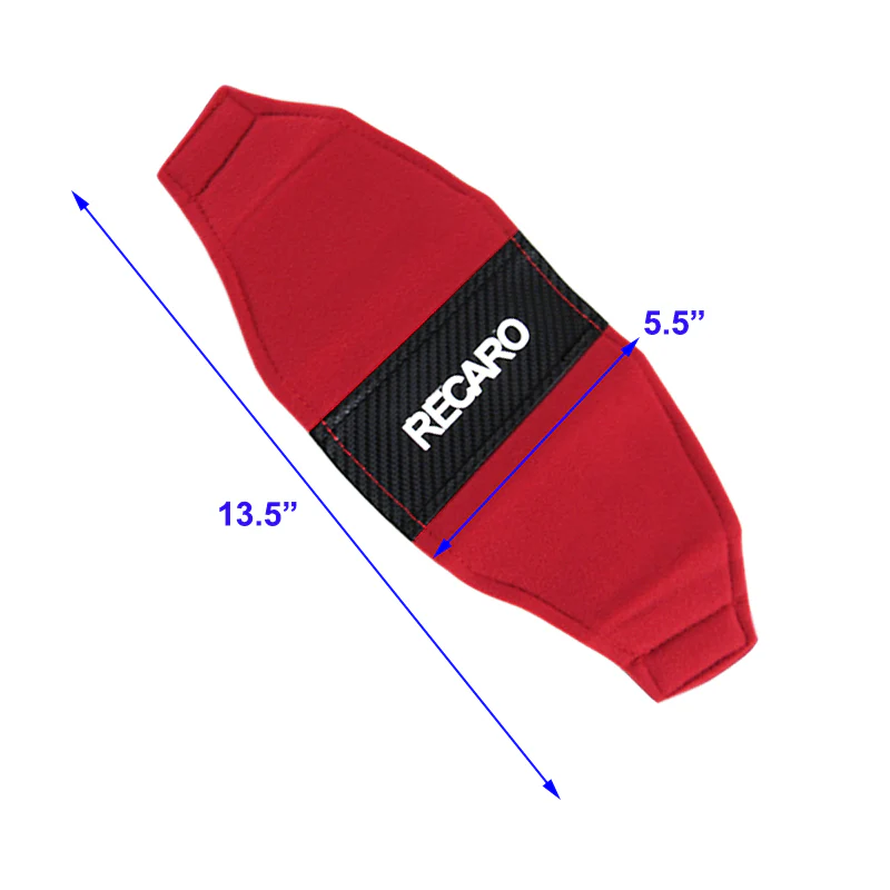 2PCS JDM RECARO Racing Red PVC Seat Side Cover Repair Decoration Pad Carbon Look - Image 4