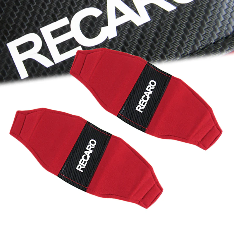 2PCS JDM RECARO Racing Red PVC Seat Side Cover Repair Decoration Pad Carbon Look - Image 7