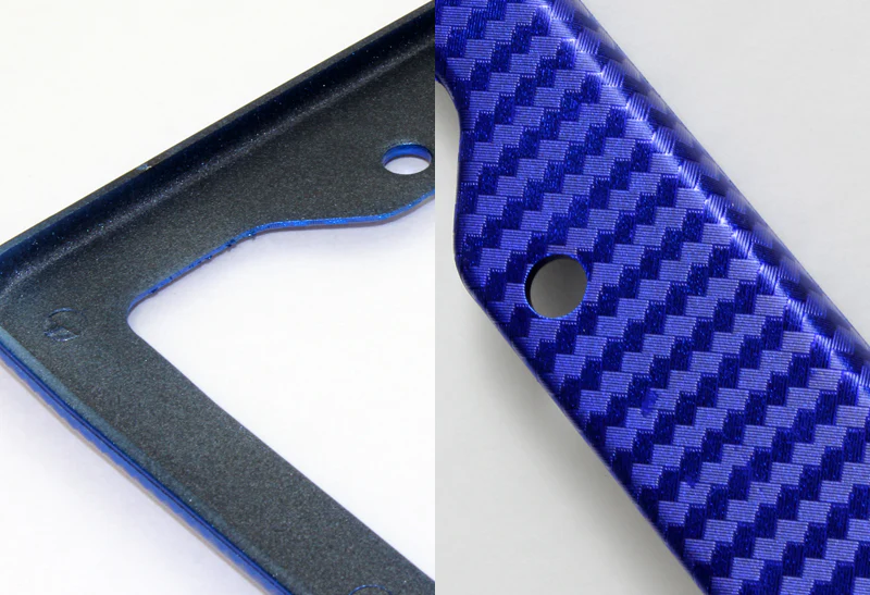 2PCS JDM-Style Blue Carbon Fiber Look License Plate Frame Covers – Front & Rear - Image 2