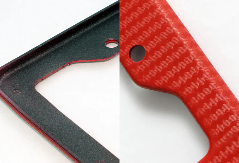 2PCS JDM-Style Red Carbon Fiber Look License Plate Frame Covers – Front & Rear - Image 2