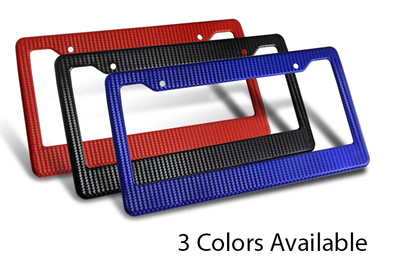 2PCS JDM-Style Red Carbon Fiber Look License Plate Frame Covers – Front & Rear - Image 4