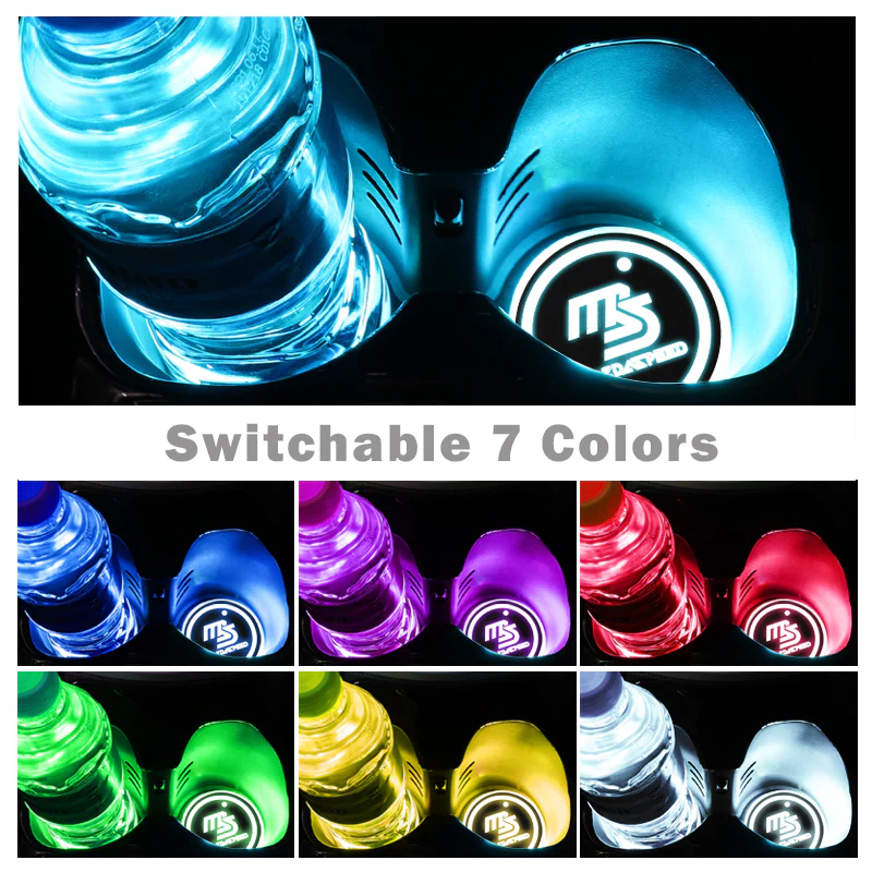 2PCS LED Car Cup Holder Pad Mat For MAZDA SPEED Auto Atmosphere Lights Colorful - Image 3