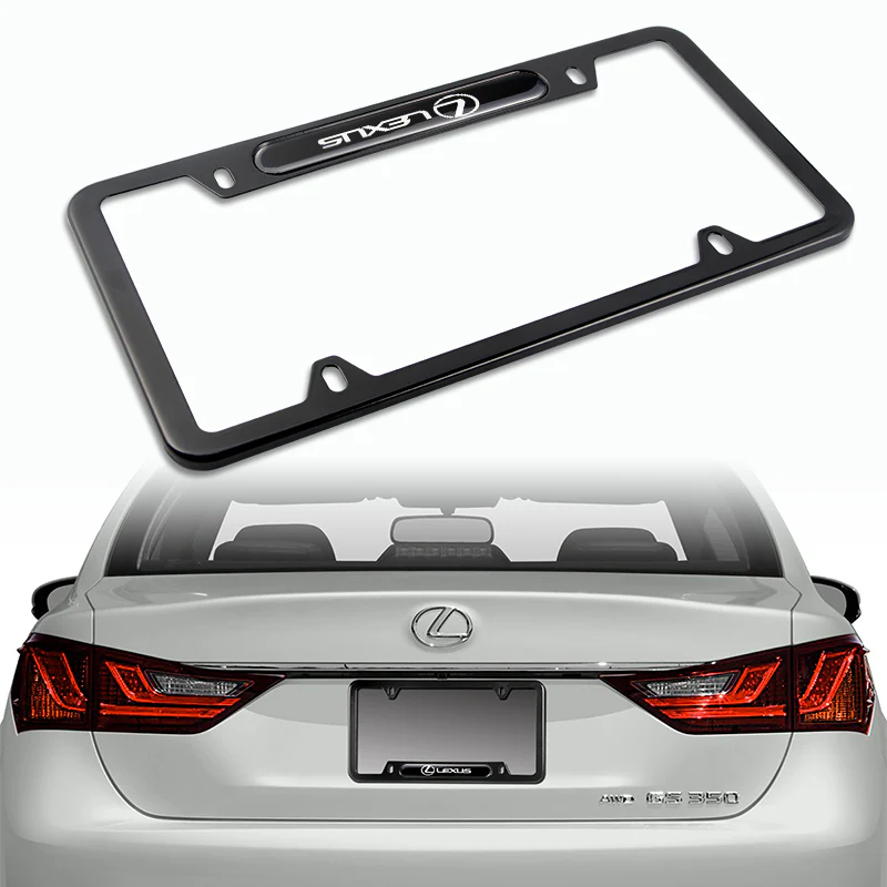 2PCS LEXUS Black Metal Stainless Steel Plated License Plate Frame - Image 3