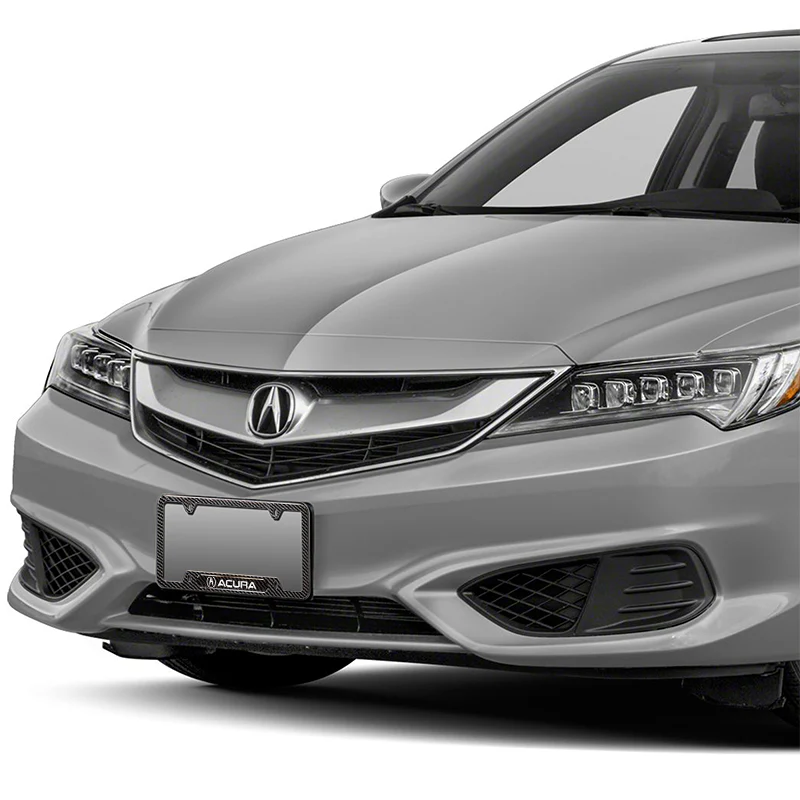 2PCS New For ACURA Black Carbon Fiber Metal License Plate Frame MDX RDX TSX TL - Image 2