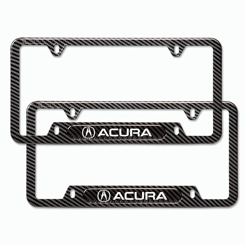 2PCS New For ACURA Black Carbon Fiber Metal License Plate Frame MDX RDX TSX TL - Image 4