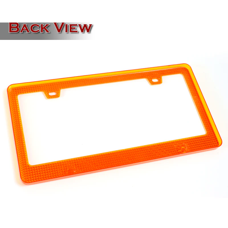 2PCS Orange Diamond Cut Style License Plate Frame Covers – Front & Rear - Image 2