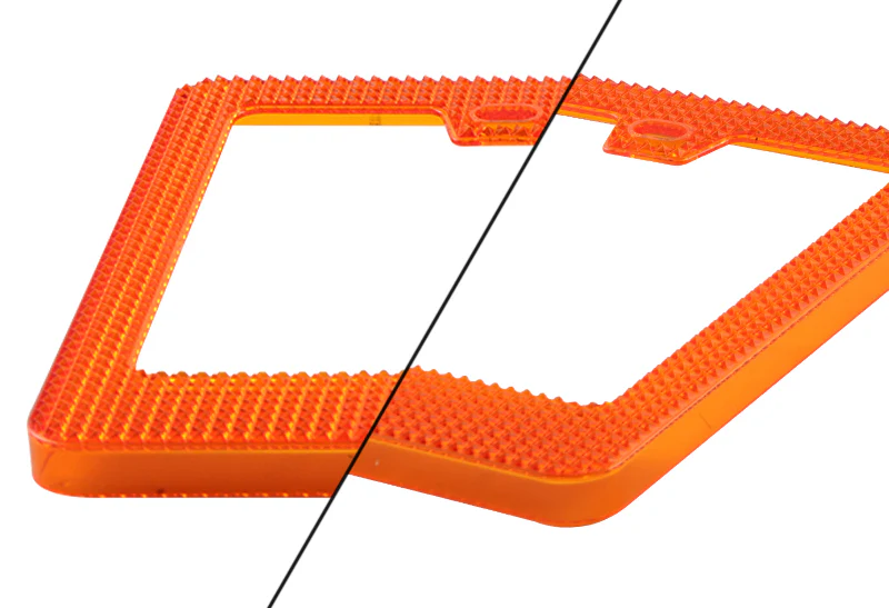 2PCS Orange Diamond Cut Style License Plate Frame Covers – Front & Rear - Image 3