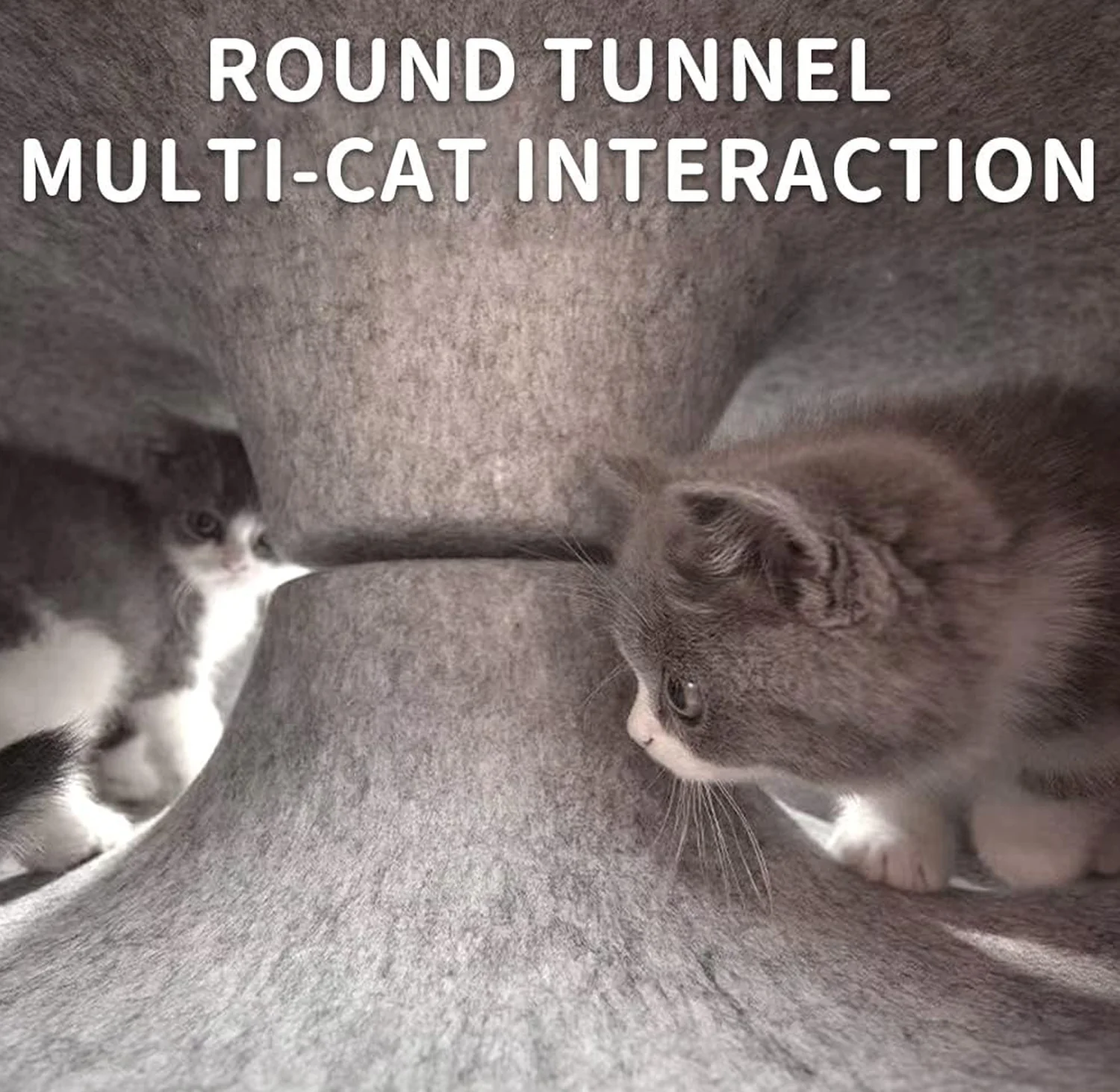 2PCS Peekaboo Cat Cave Bed for Indoor Cats, Detachable Round Felt Tunnel, 20 Inch, Dark Grey - Image 6