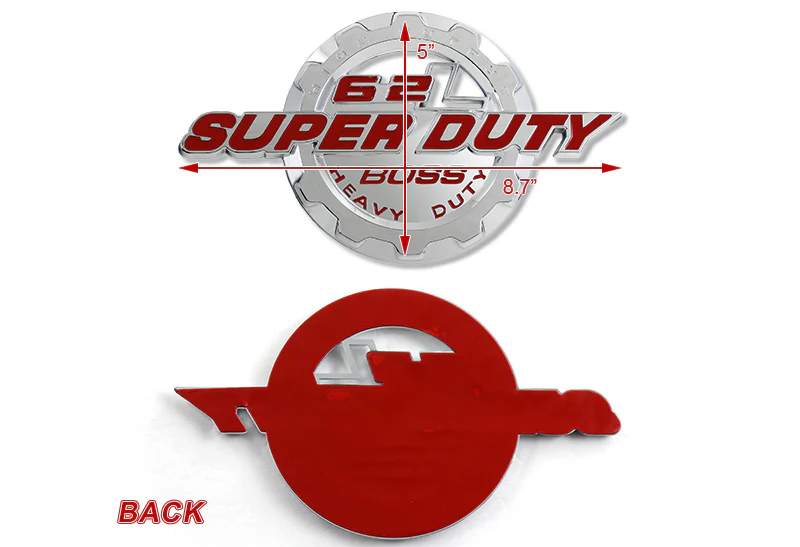 2PCS RED 6.2L V8 Superduty Boss Heavyduty Emblem SUPER DUTY Badge F fits F250 F350 - Image 2