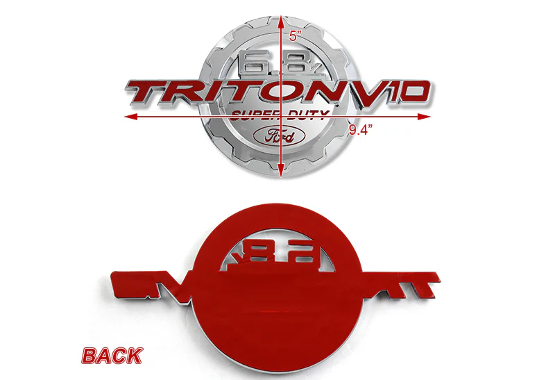 2PCS RED 6.8L TRITON V10 SUPER DUTY NEW SIDE FENDER/TRUNK 3D ALUMINUM EMBLEM BADGE - Image 3