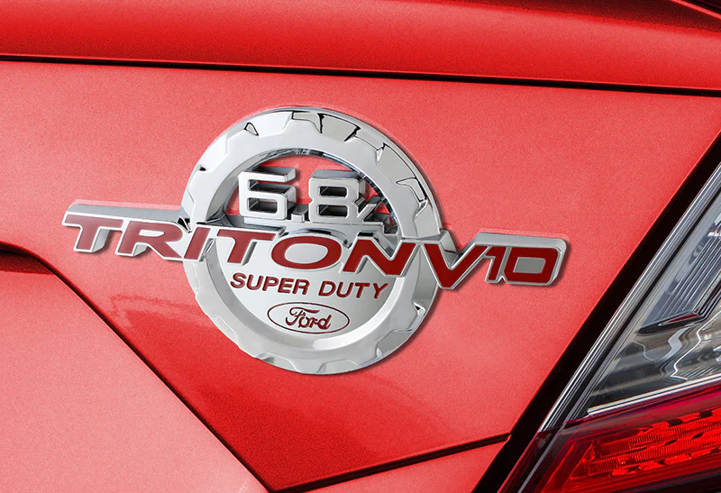 2PCS RED 6.8L TRITON V10 SUPER DUTY NEW SIDE FENDER/TRUNK 3D ALUMINUM EMBLEM BADGE - Image 4
