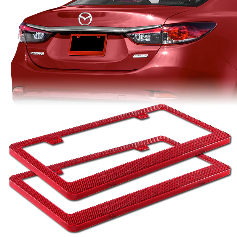2PCS Red Diamond Cut Style License Plate Frame Covers – Front & Rear - Image 7