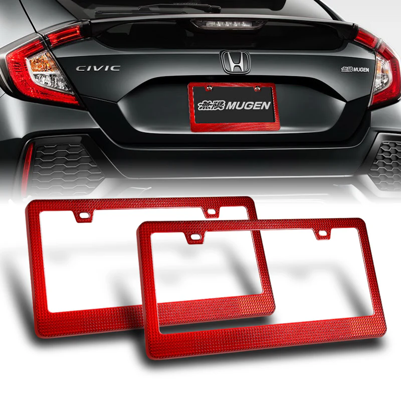 2PCS Red Diamond Cut Style License Plate Frame Covers – Front & Rear - Image 8