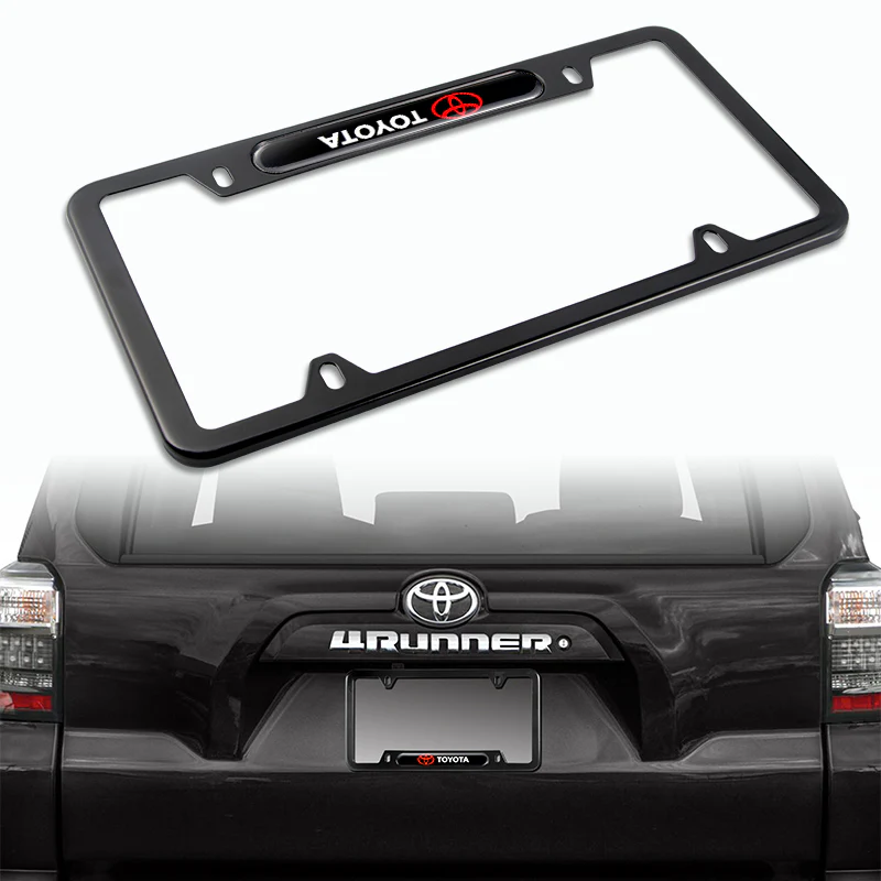 2PCS TOYOTA Black Stainless Steel Metal License Plate Frame - Image 3