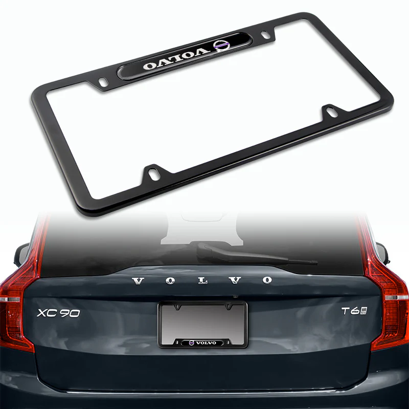 2PCS VOLVO Black Stainless Steel Metal License Plate Frame - Image 2
