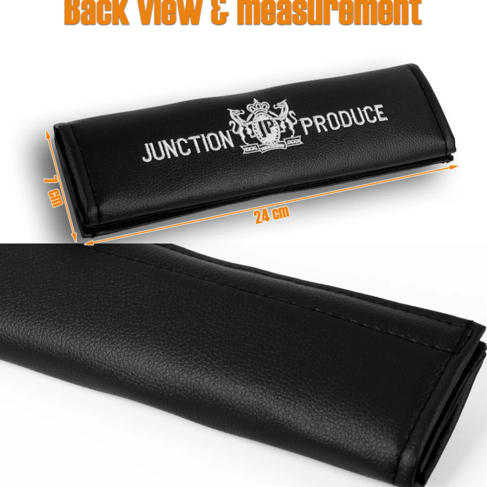 2x Black JP JUNCTION PRODUCE VIP Embroidery Car Seat Belt Covers Shoulder Pads - Image 2