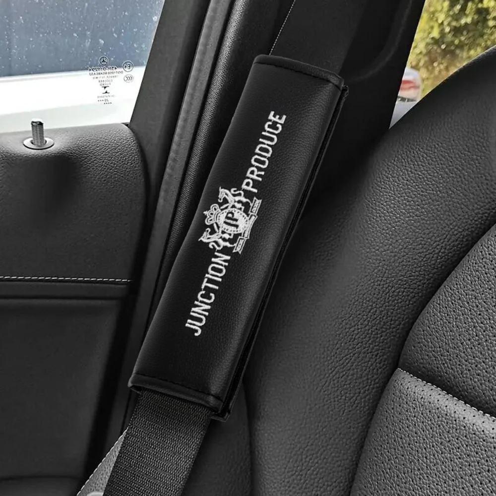 2x Black JP JUNCTION PRODUCE VIP Embroidery Car Seat Belt Covers Shoulder Pads - Image 3