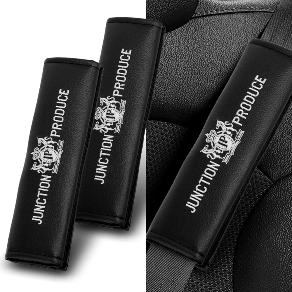 2x Black JP JUNCTION PRODUCE VIP Embroidery Car Seat Belt Covers Shoulder Pads - Image 4