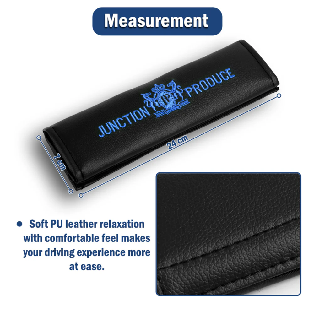 2x JP JUNCTION PRODUCE VIP Blue Embroidery Car Seat Belt Covers Shoulder Pads - Image 2