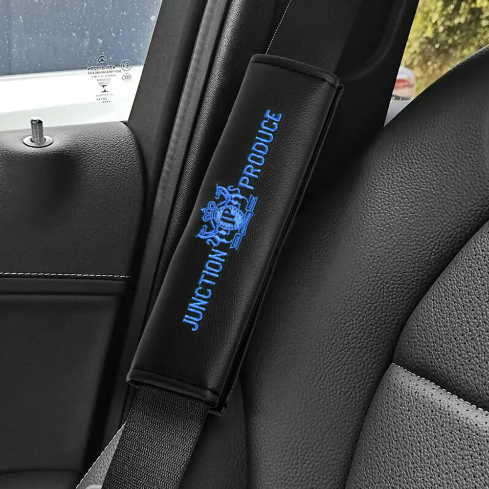 2x JP JUNCTION PRODUCE VIP Blue Embroidery Car Seat Belt Covers Shoulder Pads - Image 3