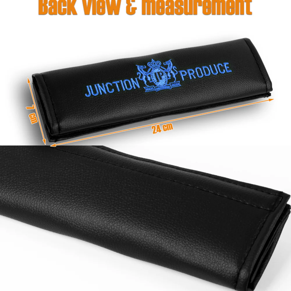 2x JP JUNCTION PRODUCE VIP Blue Embroidery Car Seat Belt Covers Shoulder Pads - Image 4