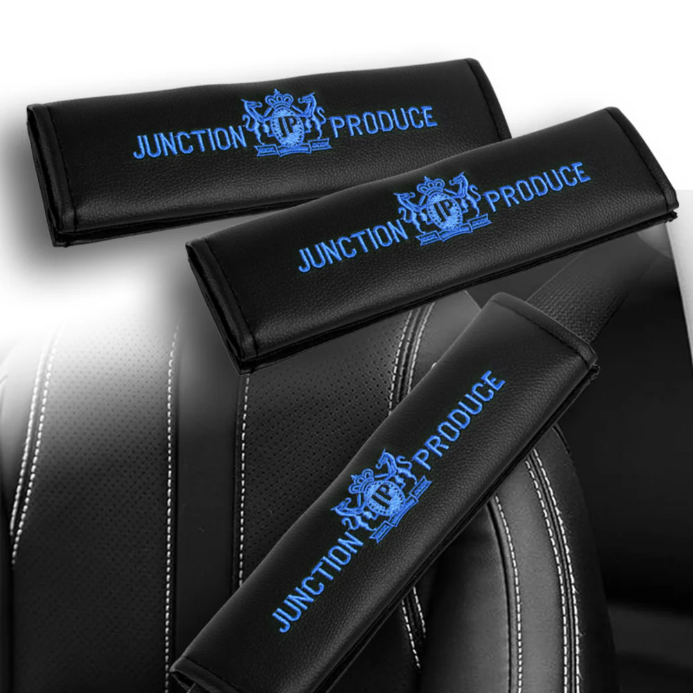 2x JP JUNCTION PRODUCE VIP Blue Embroidery Car Seat Belt Covers Shoulder Pads - Image 5