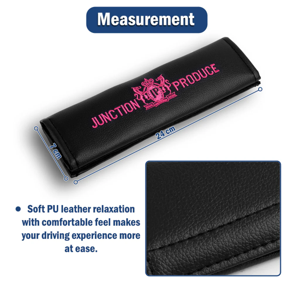 2x JP JUNCTION PRODUCE VIP Pink Embroidery Car Seat Belt Covers Shoulder Pads - Image 3
