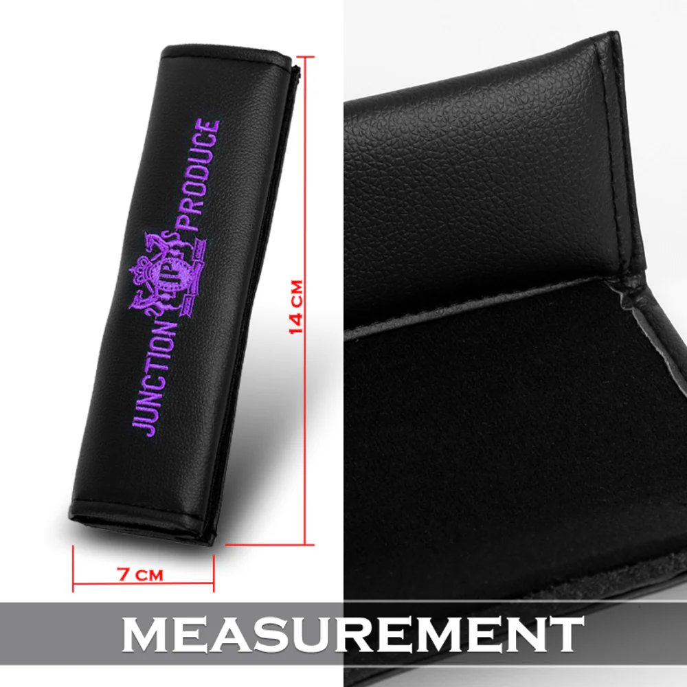2x JP JUNCTION PRODUCE VIP Purple Embroidery Car Seat Belt Covers Shoulder Pads - Image 4