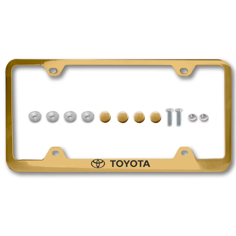 TOYOTA Gold Stainless Steel Etched Mirrored License Plate Frame - LFW.TOY.EG - Image 2