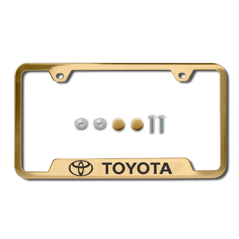 TOYOTA Gold Stainless Steel Etched Mirrored License Plate Frame - LFW.TOY.EG - Image 5