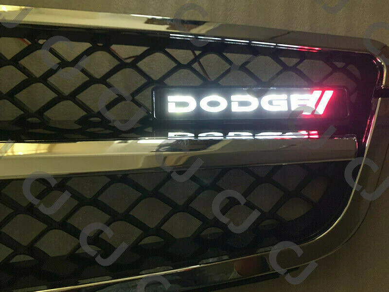 3 PCS DODGE Set Dodge RAM 1500 2500 LED Grille Emblem + Metal 3D Dodge Emblems Red// Style Door Step Plate Sills Badge Sticker - Image 2